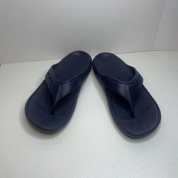 Crocs Iconic Comfort Navy Blue Flip Flop Thong Sandals Womens Open Toe - Picture 3 of 9